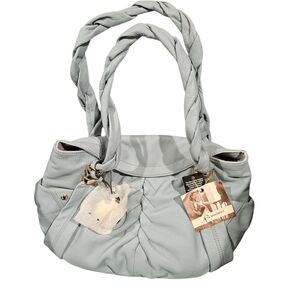 B.Makowski New With Tags Chic Light Blue Women's Leather Satchel